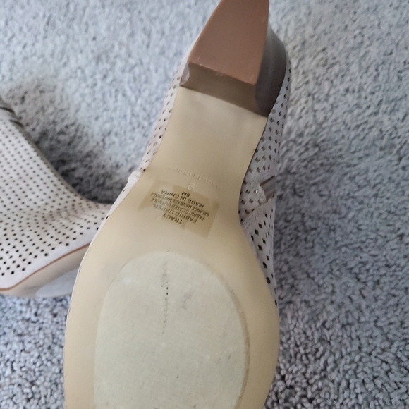 Kaari Blue Tracy Fabric Upper Cream Bow Peep-Toe Ankle Boots Size 9 - Picture 3 of 11